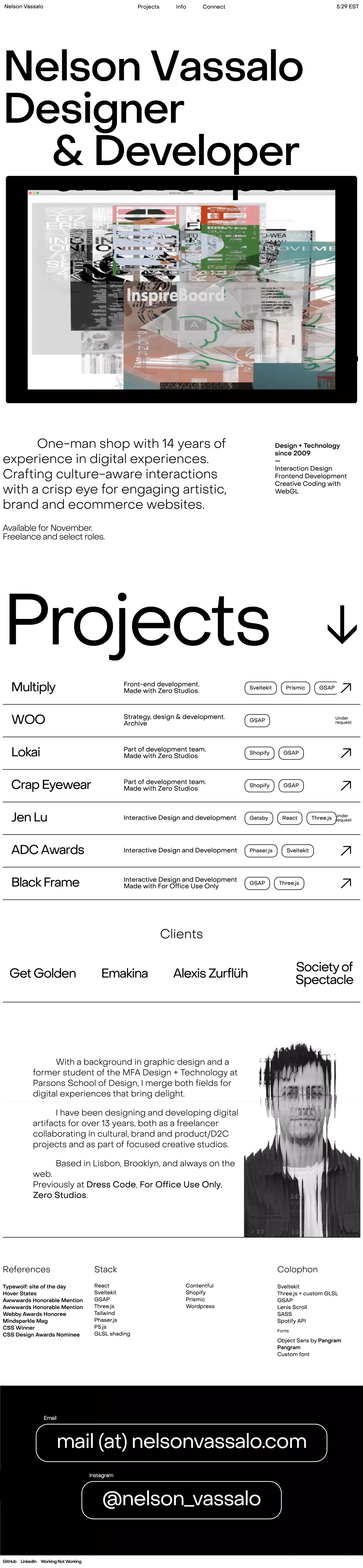 Nelson Vassalo — Designer and Developer - Portfolio design