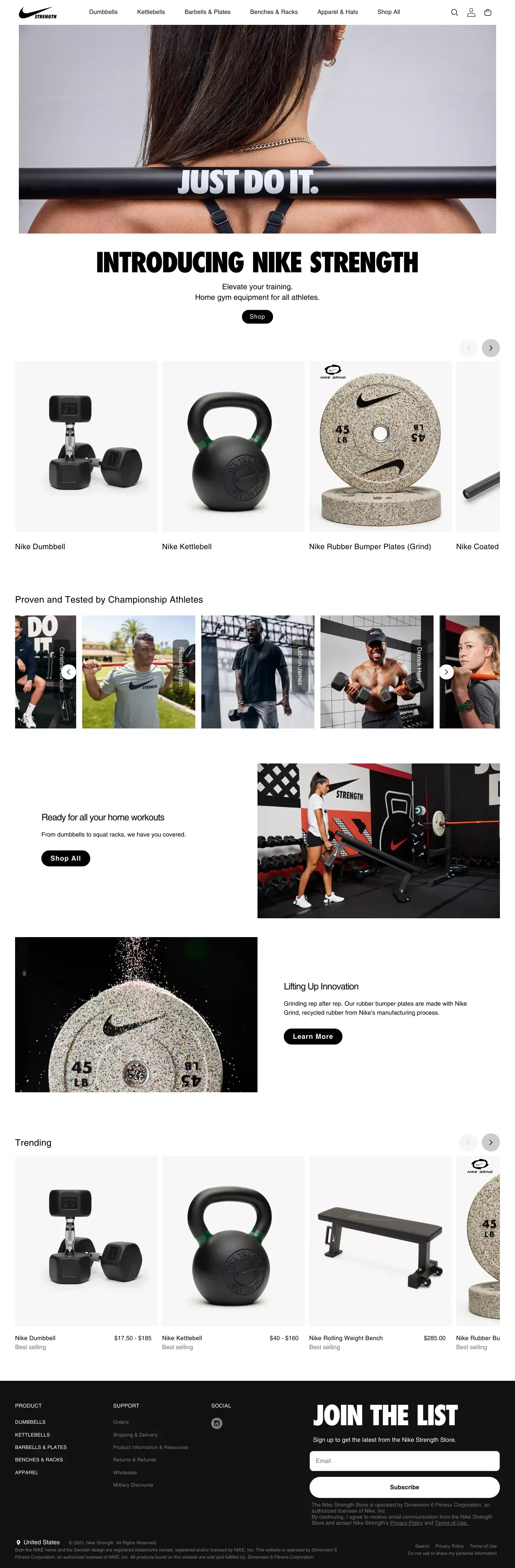 Nike Strength - Ecommerce design