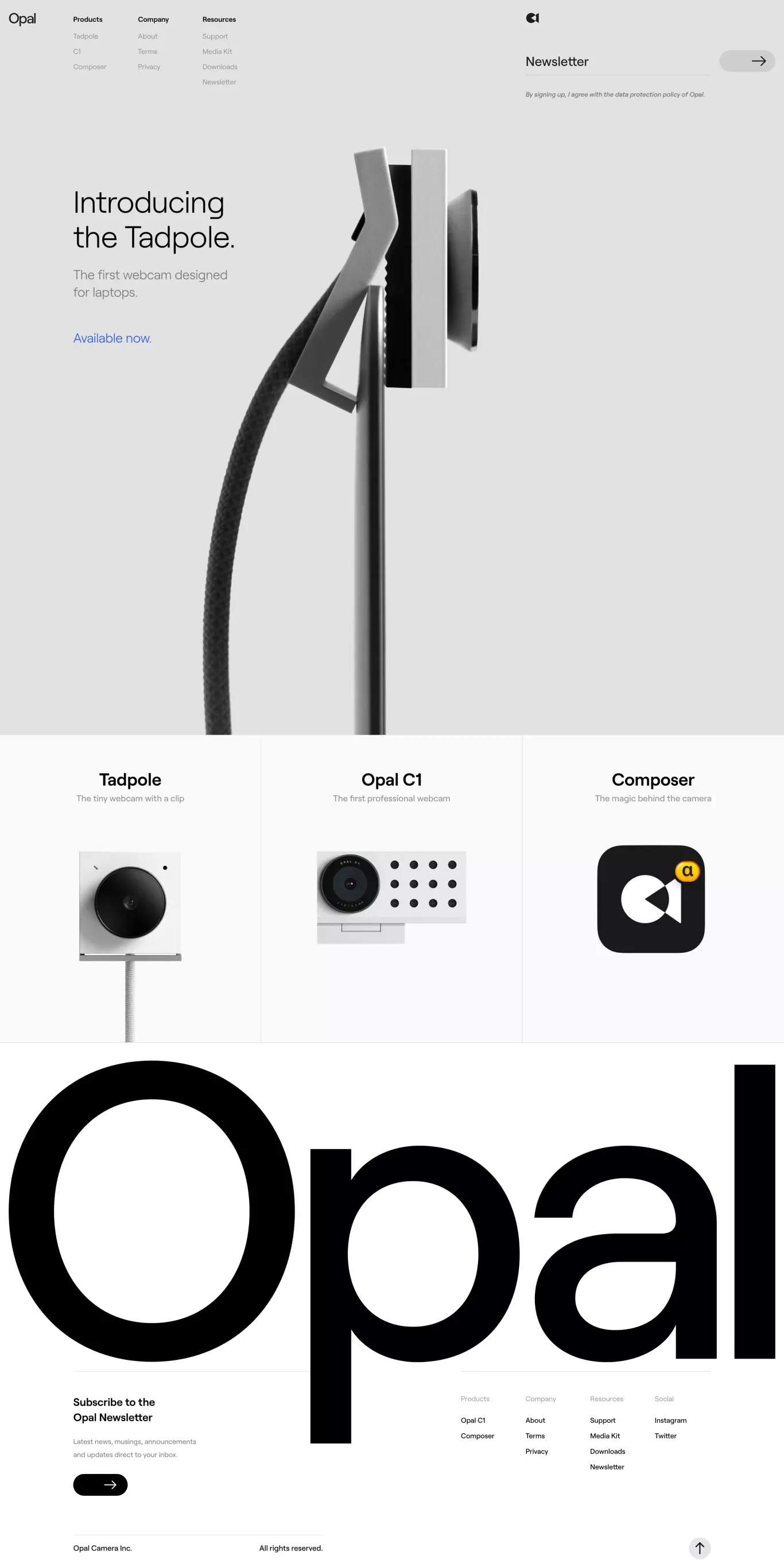 Opal Camera Inc. - Landing design