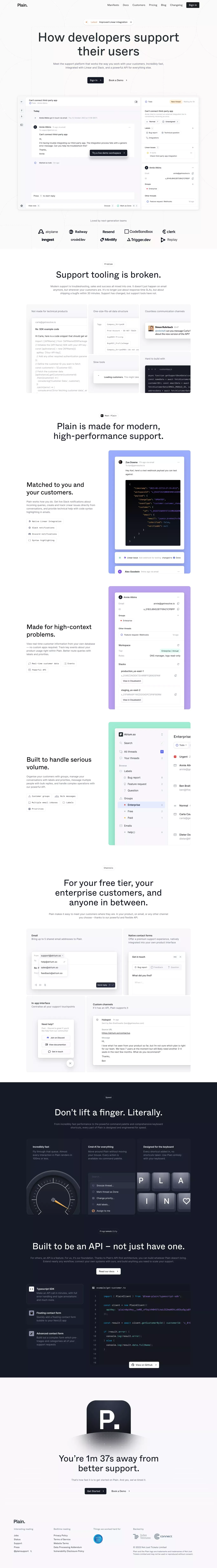 Plain - Support for developers - Landing design
