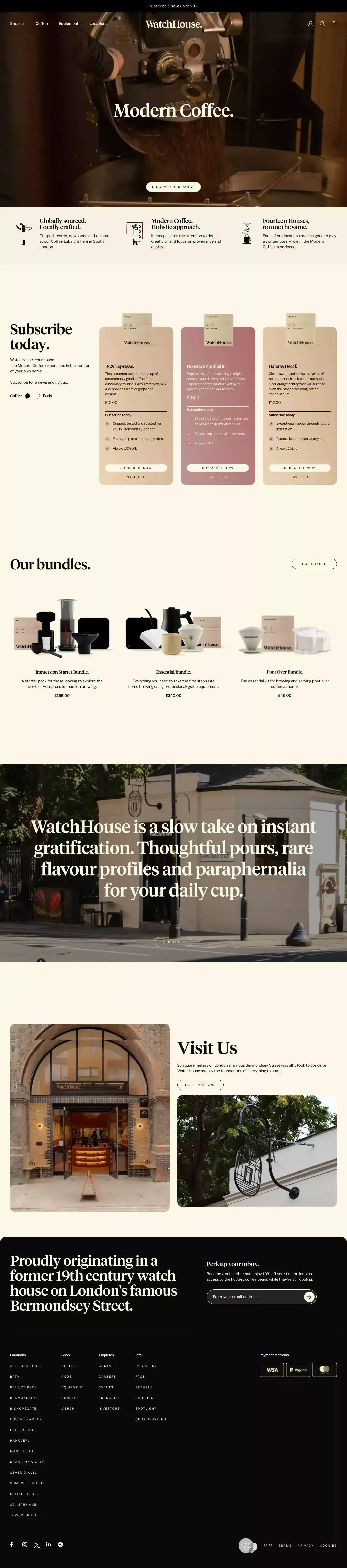 WatchHouse. Modern Coffee. - Ecommerce design