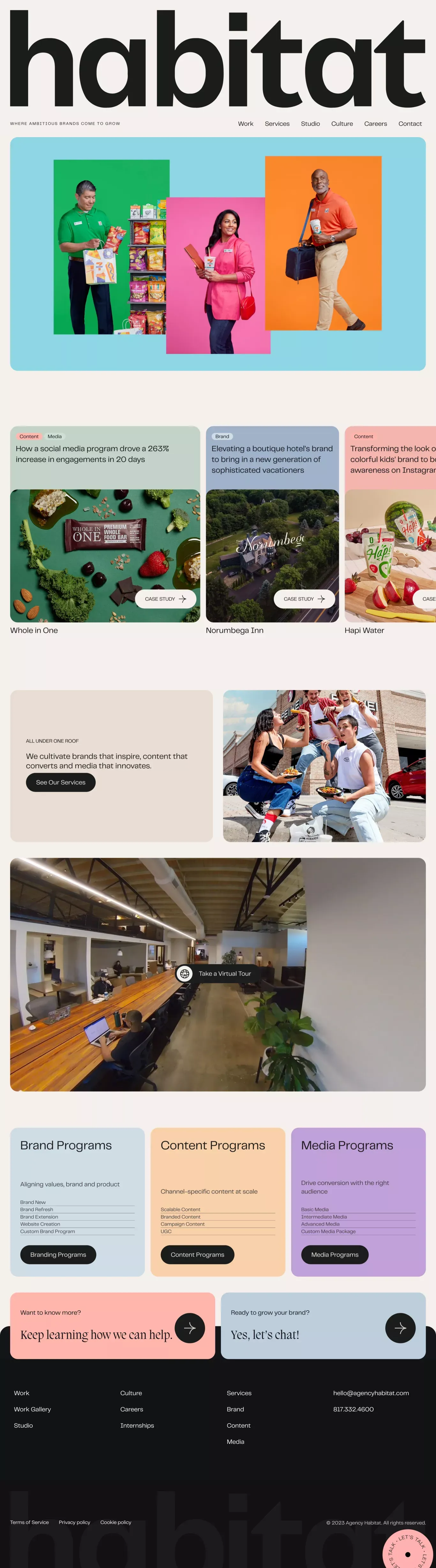 Agency Habitat | Brand, content and media all under one roof - Portfolio design