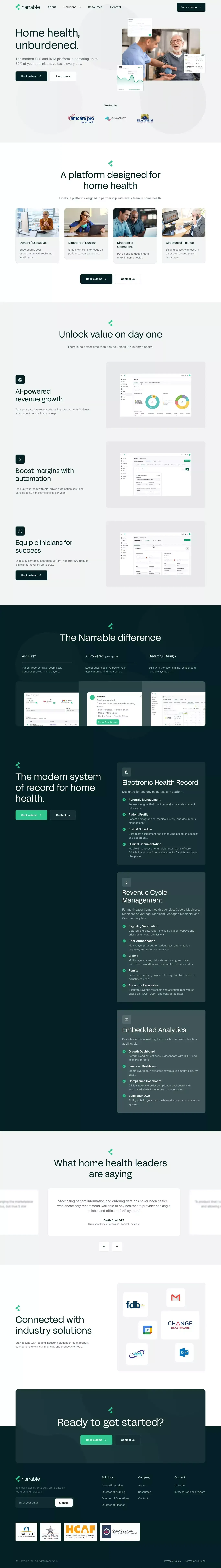 Narrable | The world of home health is changing. - Landing design