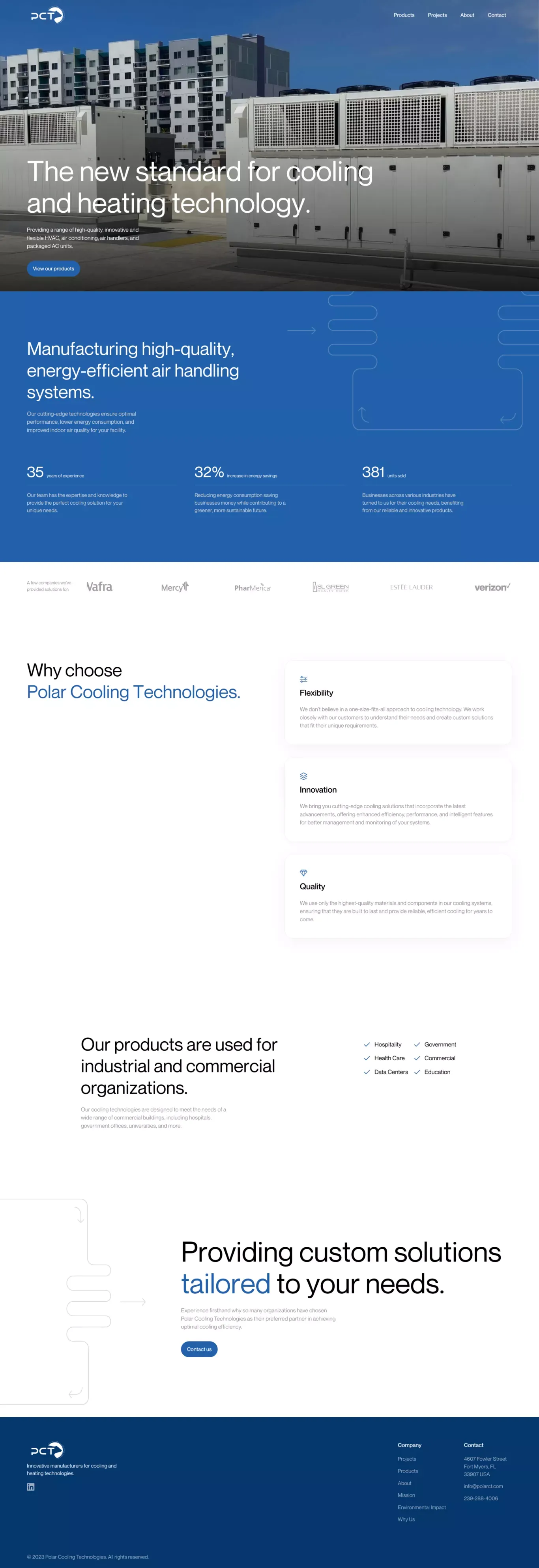 Polar Cooling Technologies | Manufacturing High-Quality Cooling Systems - Landing design