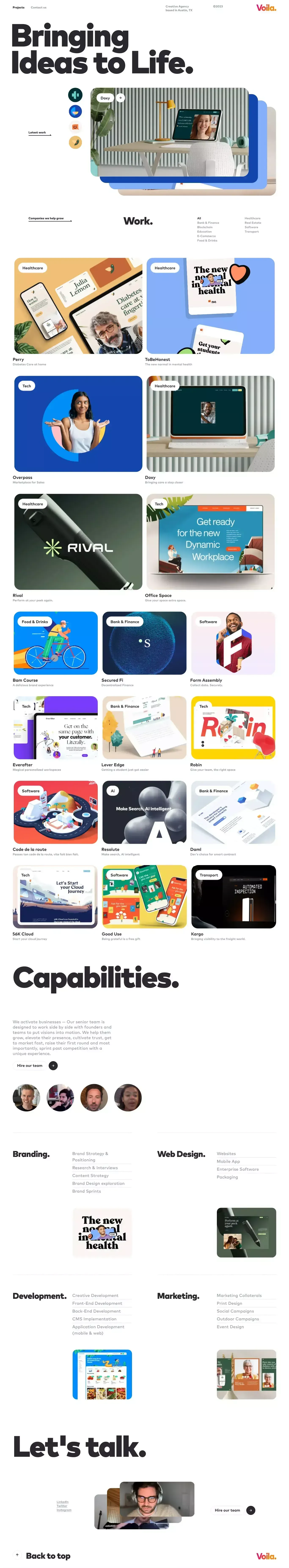 Voila — Creative Studio based in Austin,Tx - Portfolio design