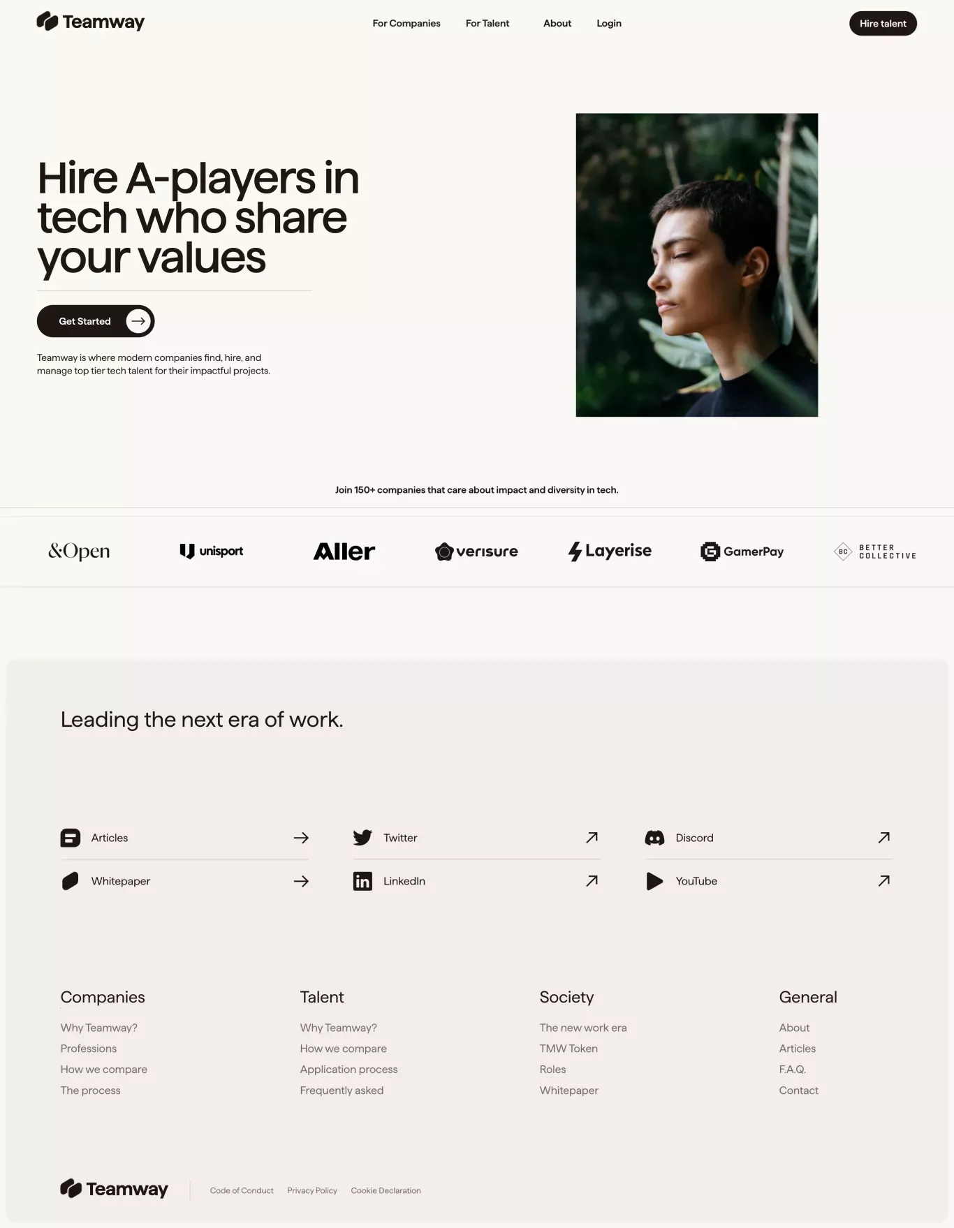 Teamway | The member-owned tech society - Landing design