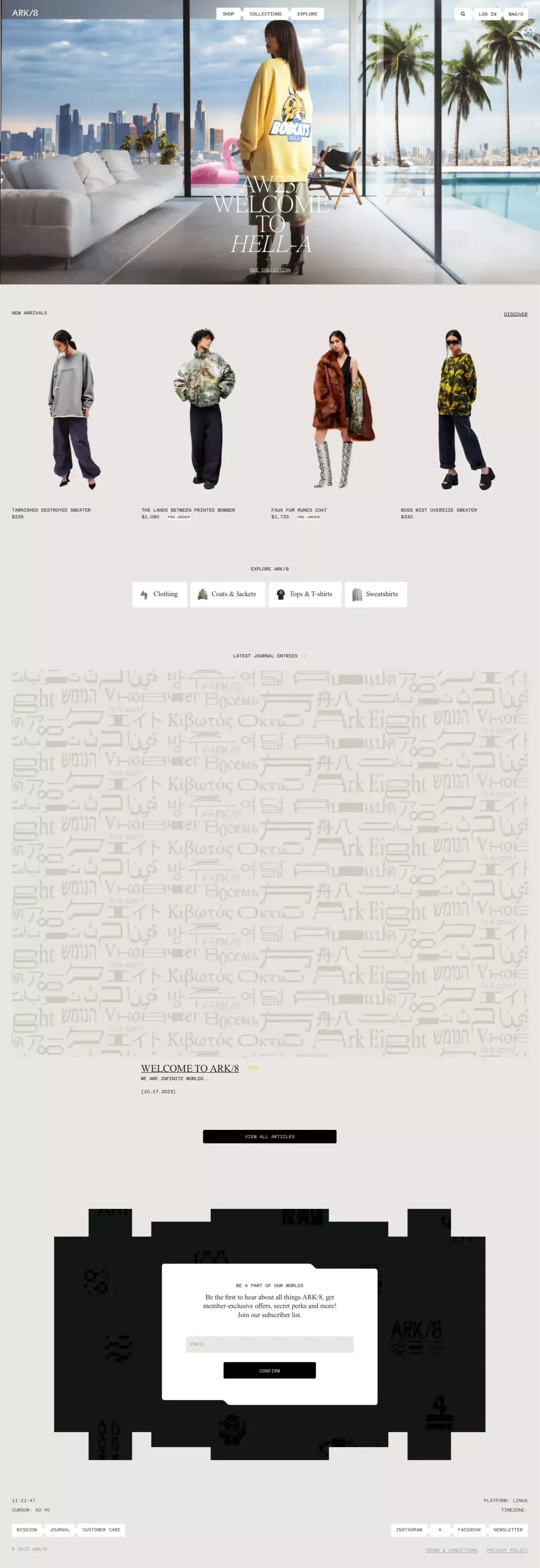 ARK/8 - Official Website - Ecommerce design