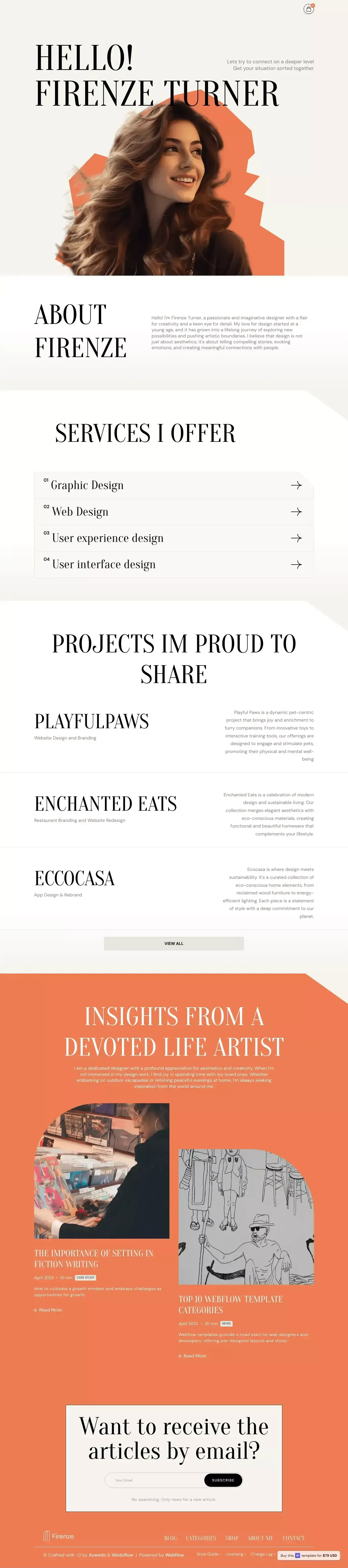 Firenze - Webflow Ecommerce website template - Template design