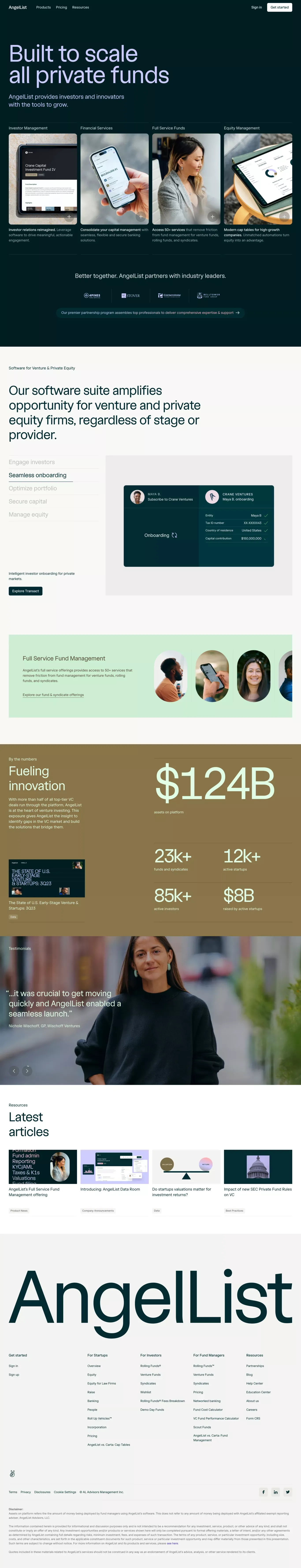 AngelList – Build, Lead, Invest - Landing design