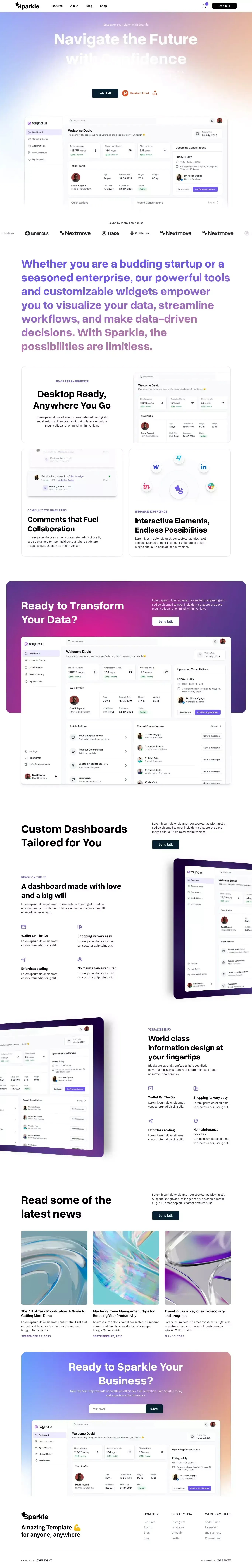 Sparkle - Webflow Ecommerce website template - Template design