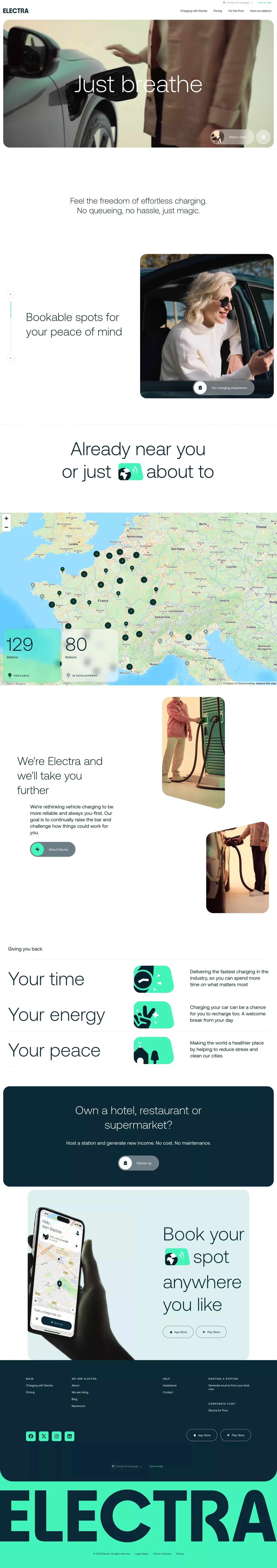 Fast charging stations and a revolutionary experience - Landing design