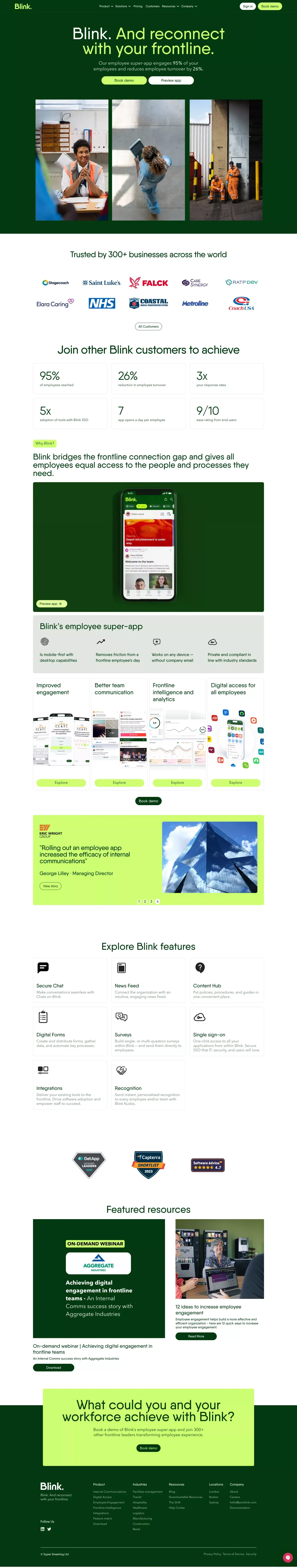 Blink - The Employee Experience App for Everyone | Blink - Landing design