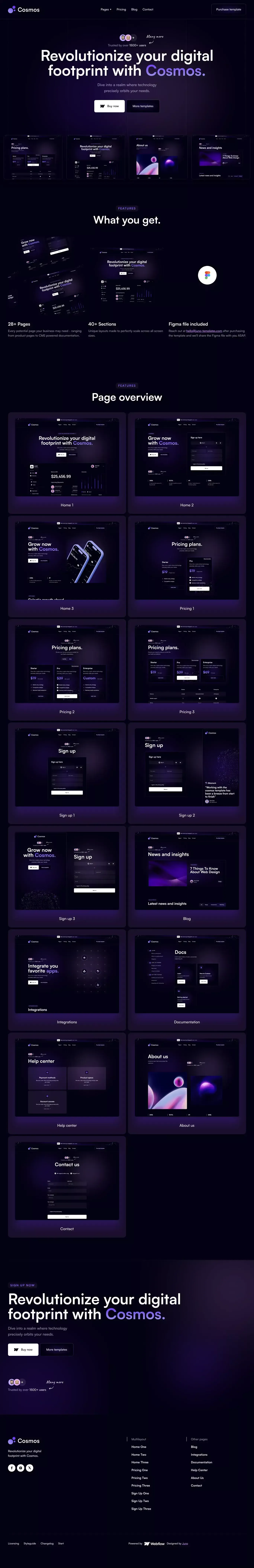 Cosmos - Webflow HTML website template - Template design
