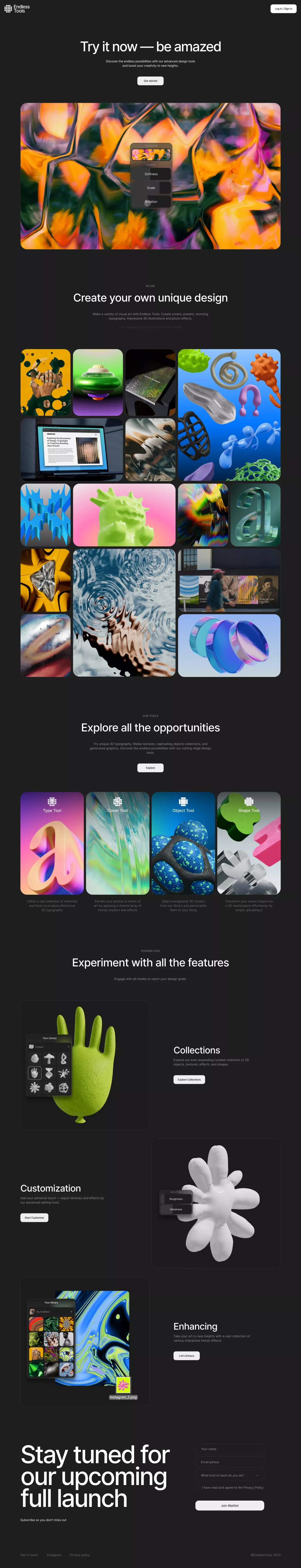 Endless Tools - Landing design