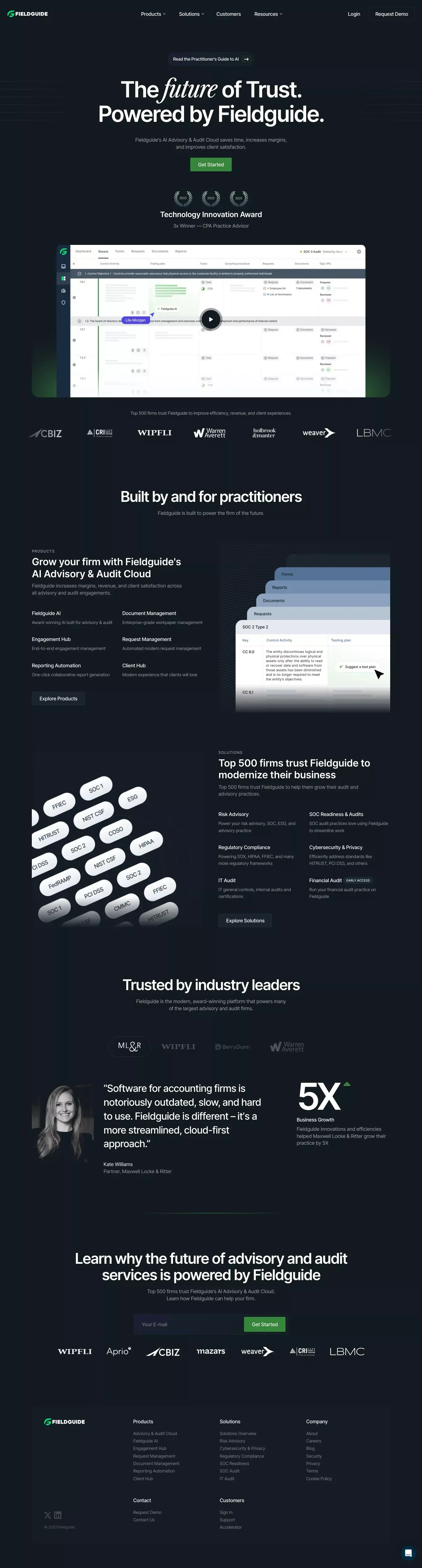 Fieldguide Advisory & Audit Cloud - Landing design