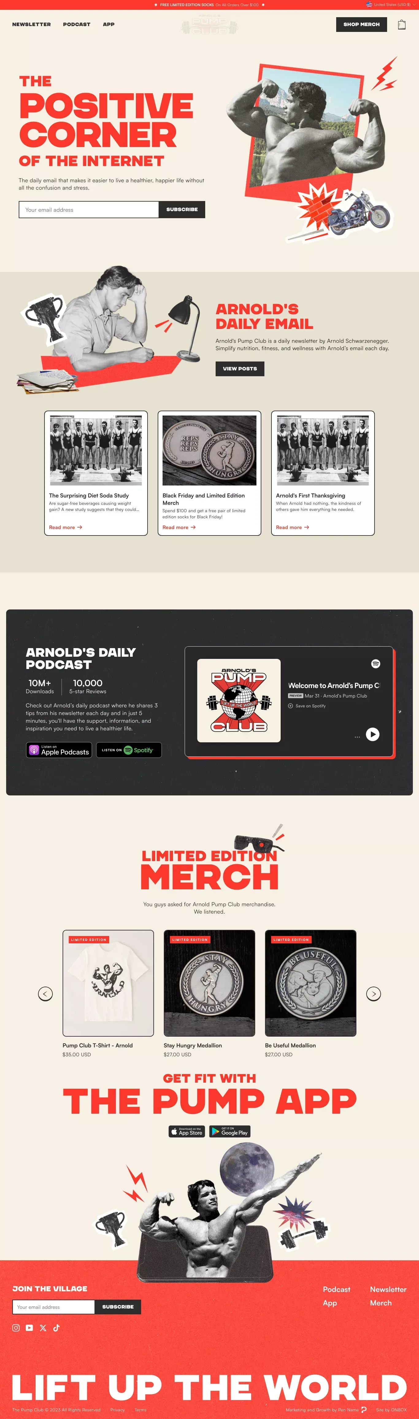 Arnold's Pump Club - Ecommerce design