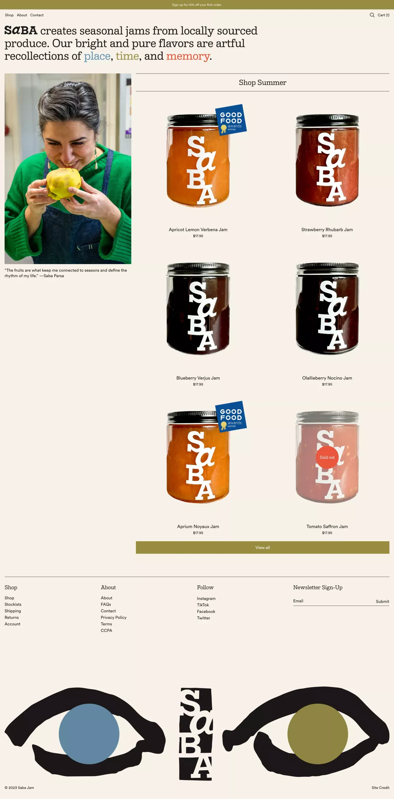 saba jam | seasonal preserves - Ecommerce design