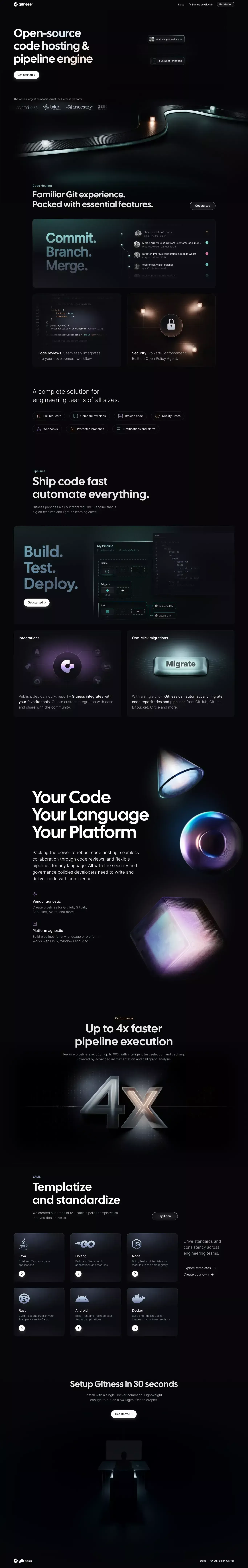 Gitness: Open-Source Code Hosting & CI/CD Pipeline Engine - website design