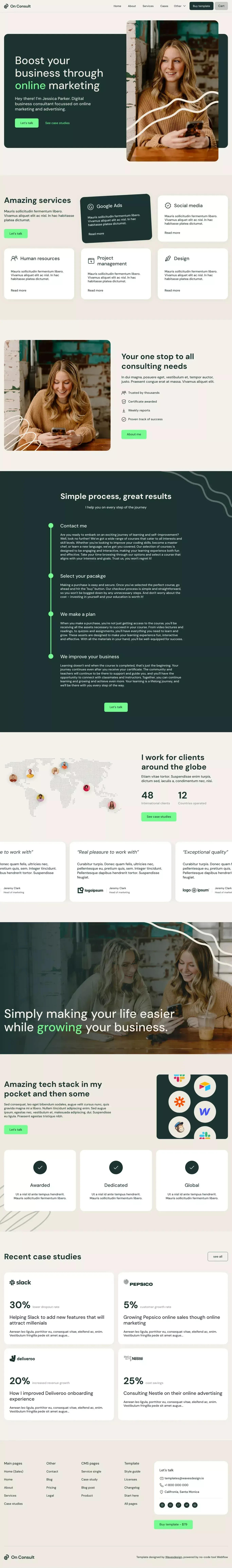 On Consult - Webflow Ecommerce website template - Template design