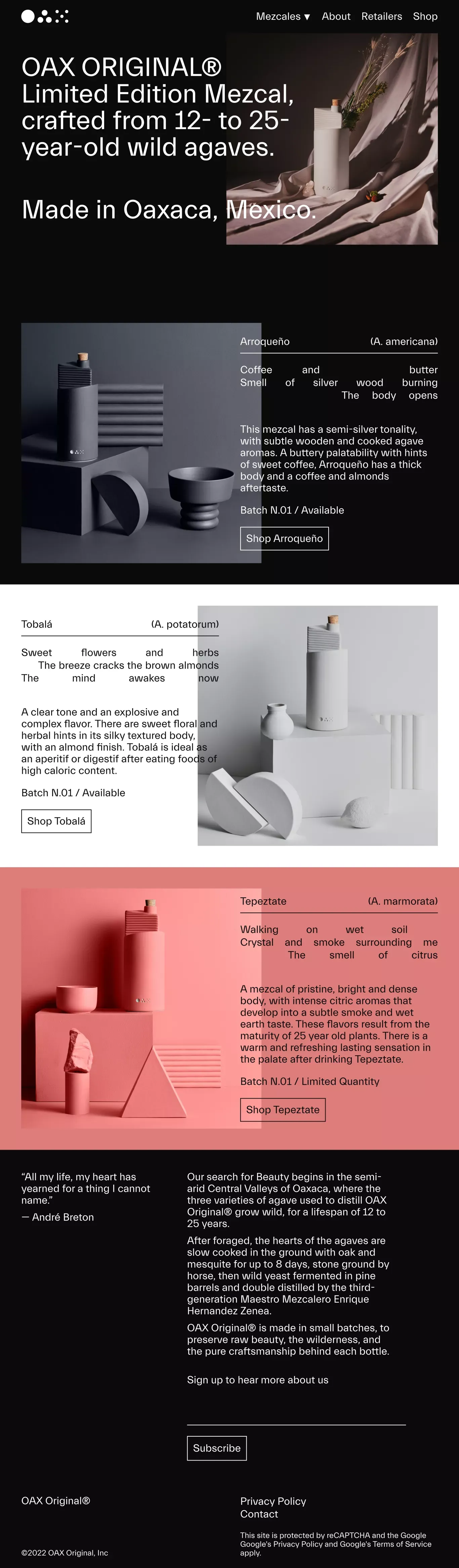 OAX Original — Wild Agave Mezcal - Ecommerce design