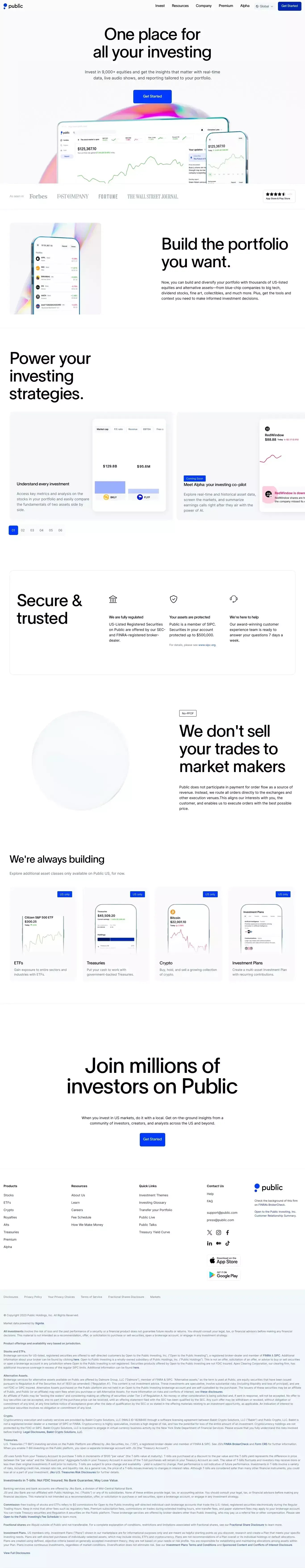 Invest in US markets from anywhere - Public.com - Landing design