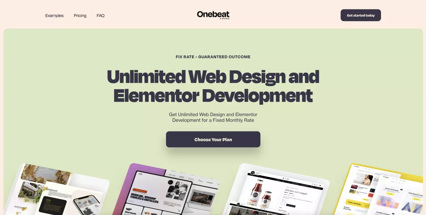Unlimited Web Design and Elementor Development - ONEBEAT.studio - Landing design