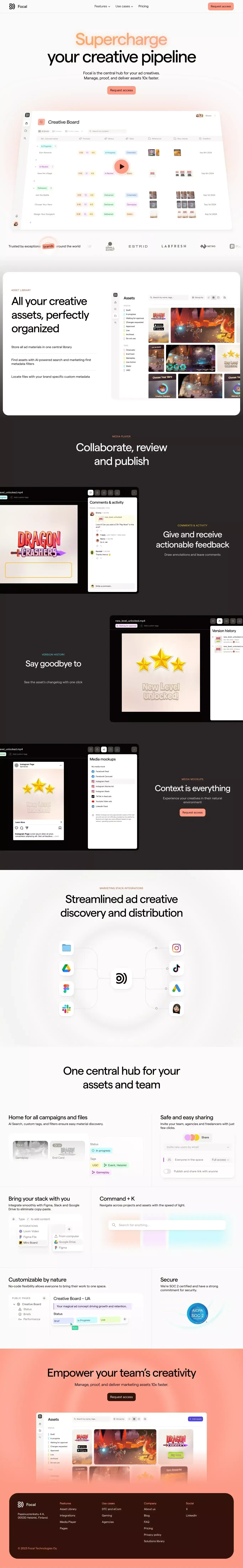 Focal – Manage, proof and deliver ads 10x faster - Landing design