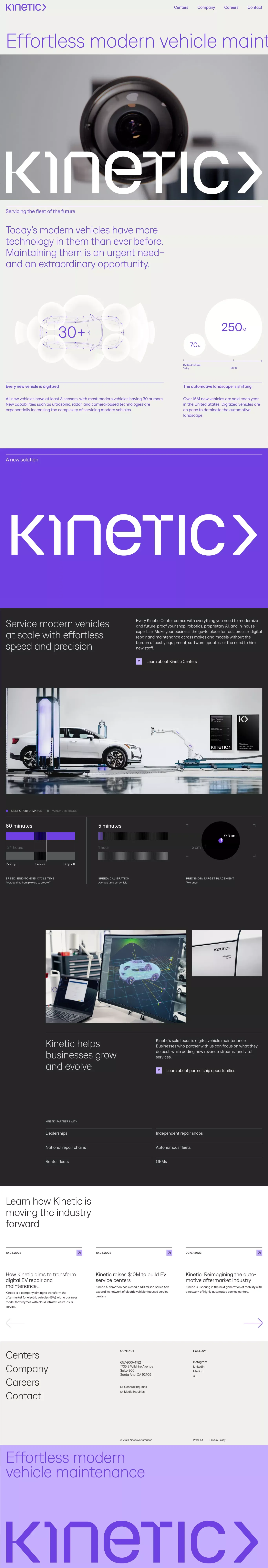 Kinetic | Effortless modern vehicle maintenance - Landing design