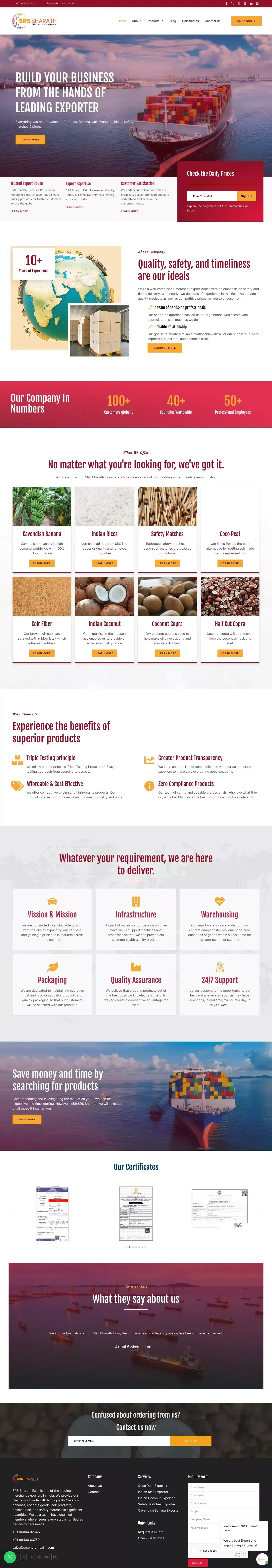 Best Agricultural Products Exporters from India - website design