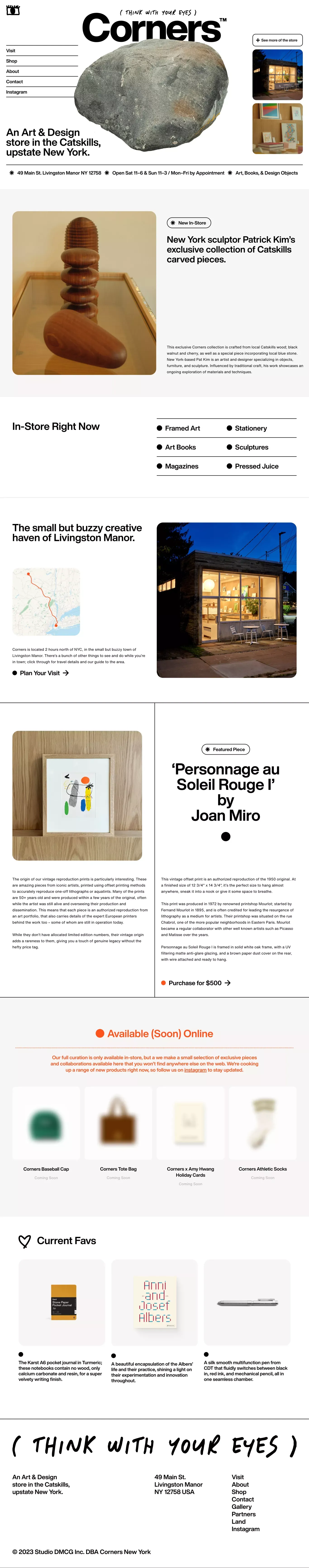 Corners — An Art & Design store in Livingston Manor, Catskills, New York. - Ecommerce design
