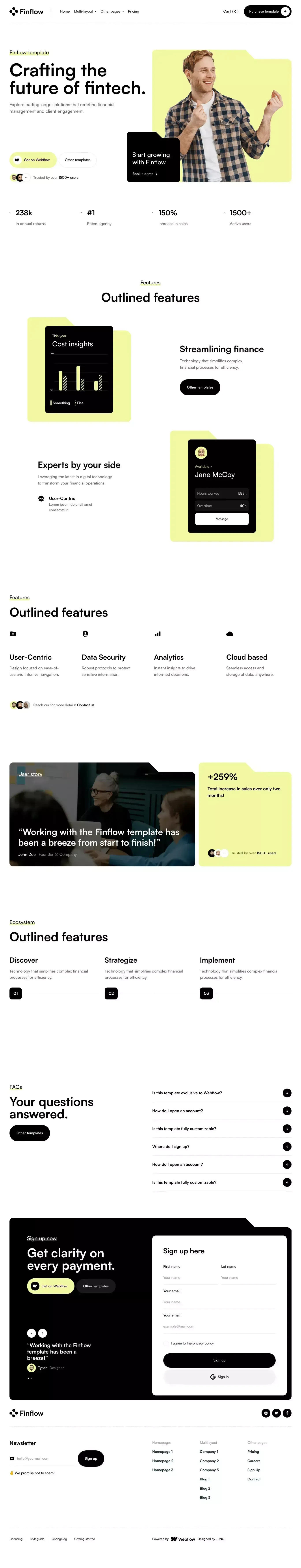 Finflow - Webflow Ecommerce website template - Template design