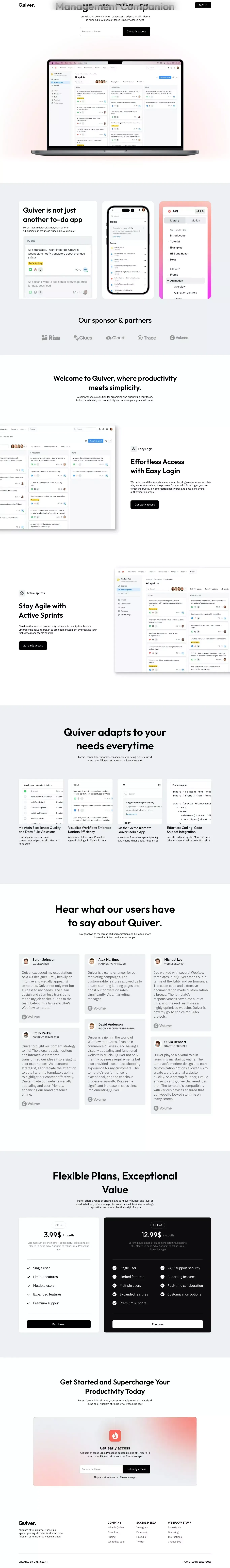 Quiver - Webflow HTML website template - Template design