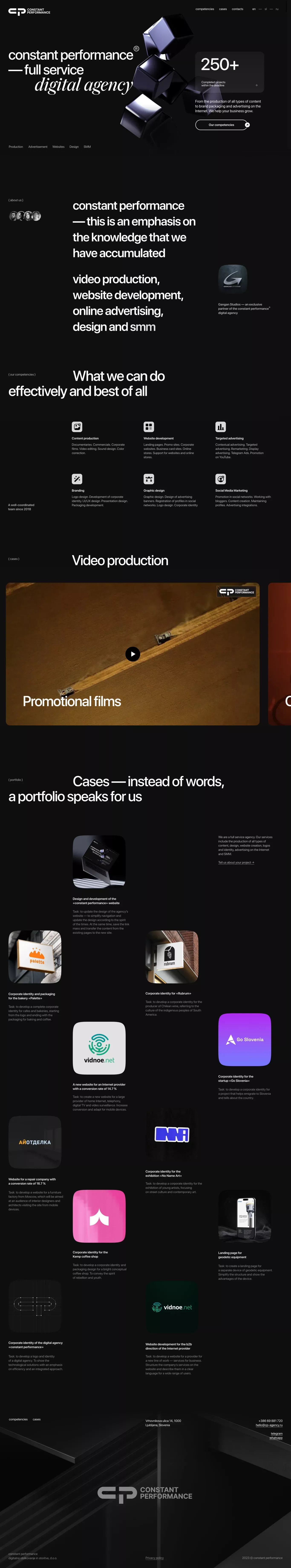 constant performance® — full service digital agency - Portfolio design