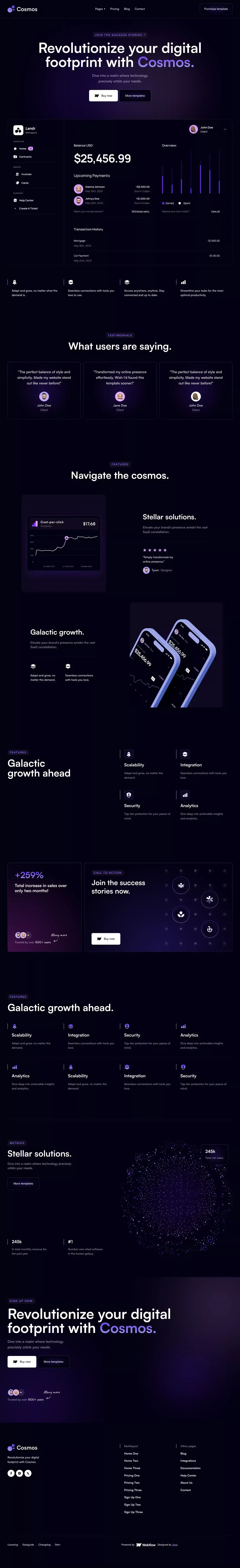 Cosmos - Webflow HTML website template - Template design