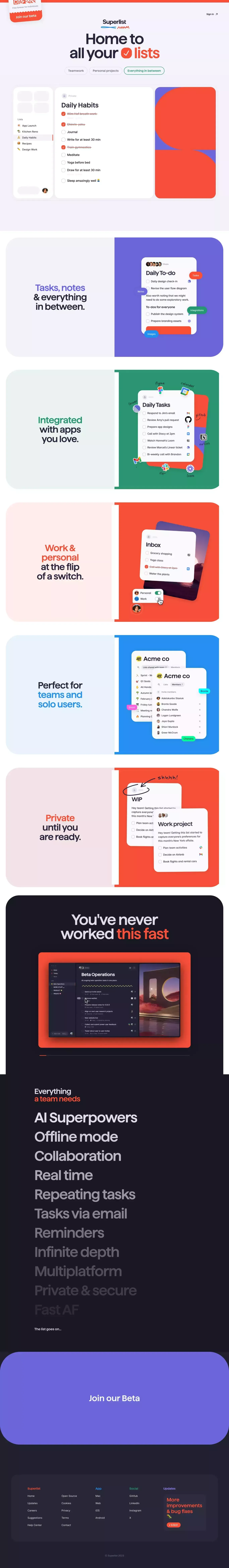Superlist: Home to all your lists - Landing design