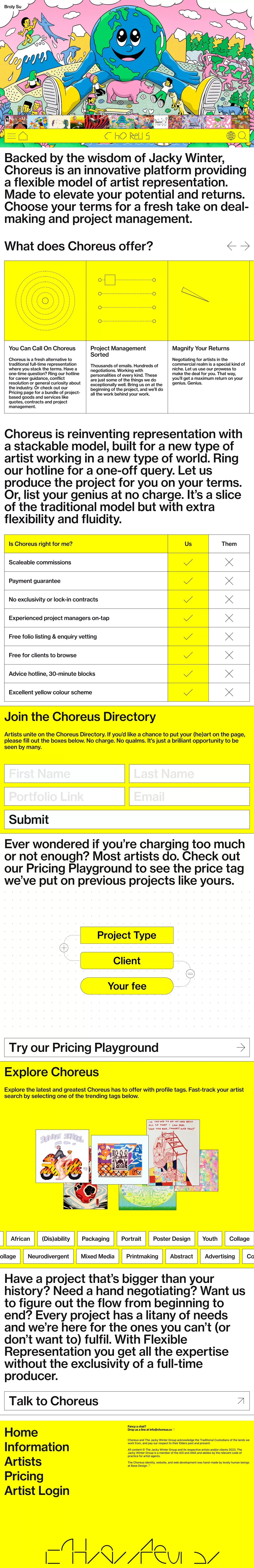 Choreus - Landing design