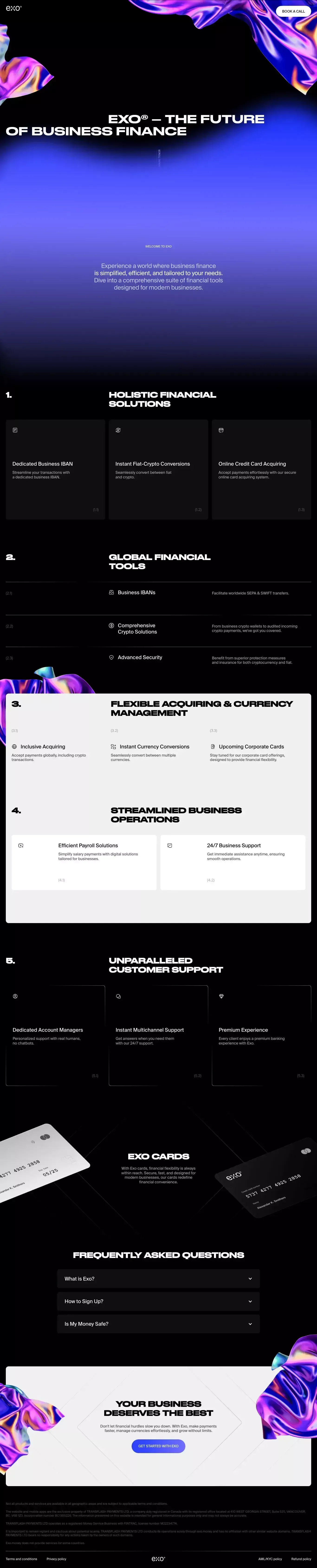 Exo Money — The Future of Finance - Landing design