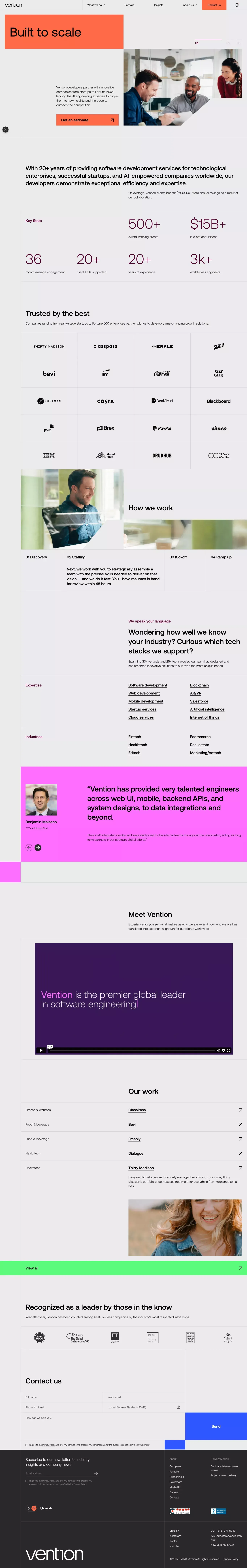 Software Development Company | Vention - Landing design