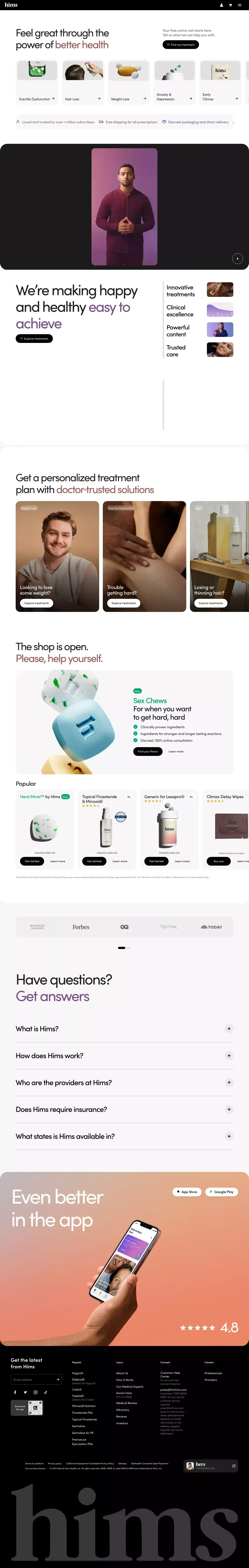 Telehealth for a healthy, handsome you | hims - website design