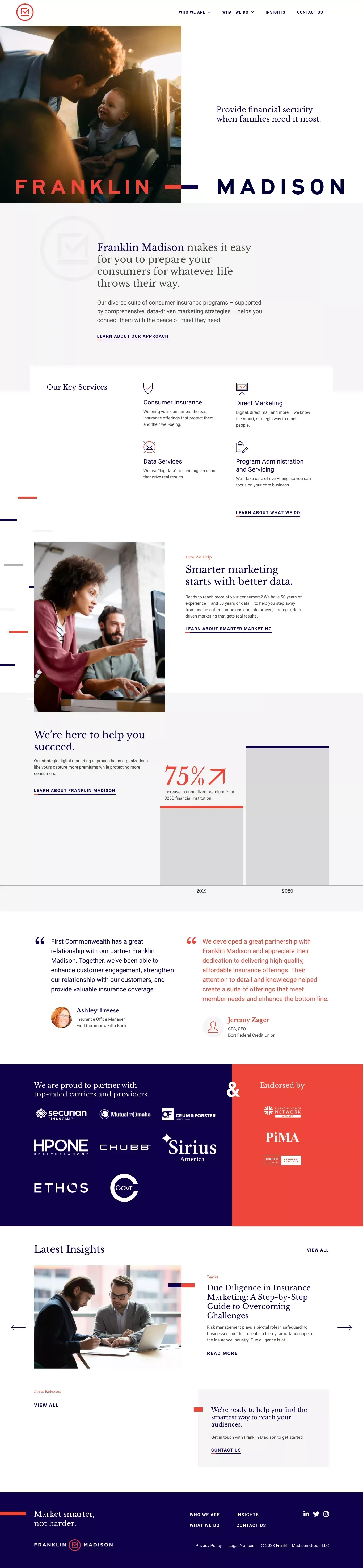 Insurance Program Management - Franklin Madison - Landing design