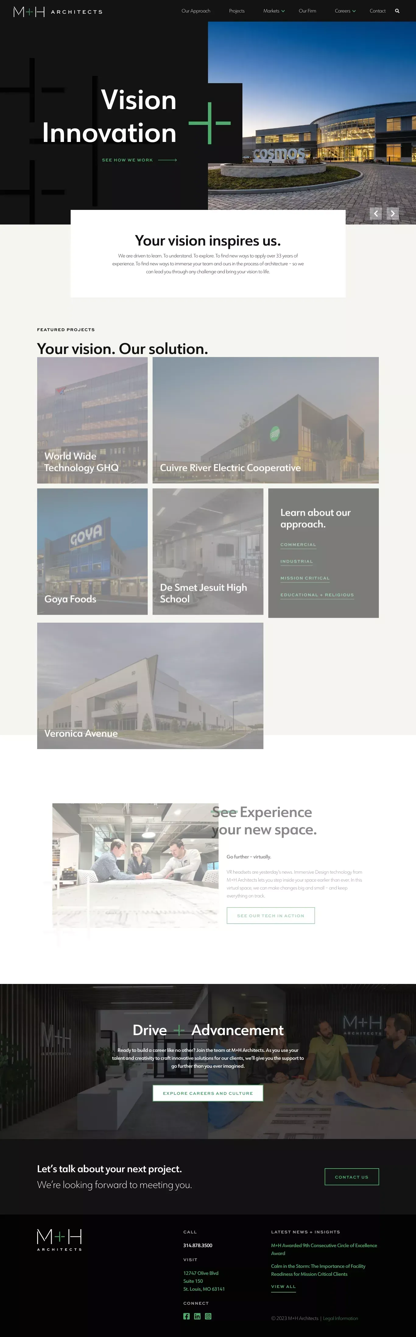 M+H Architects - Bring your Vision to Life - Landing design