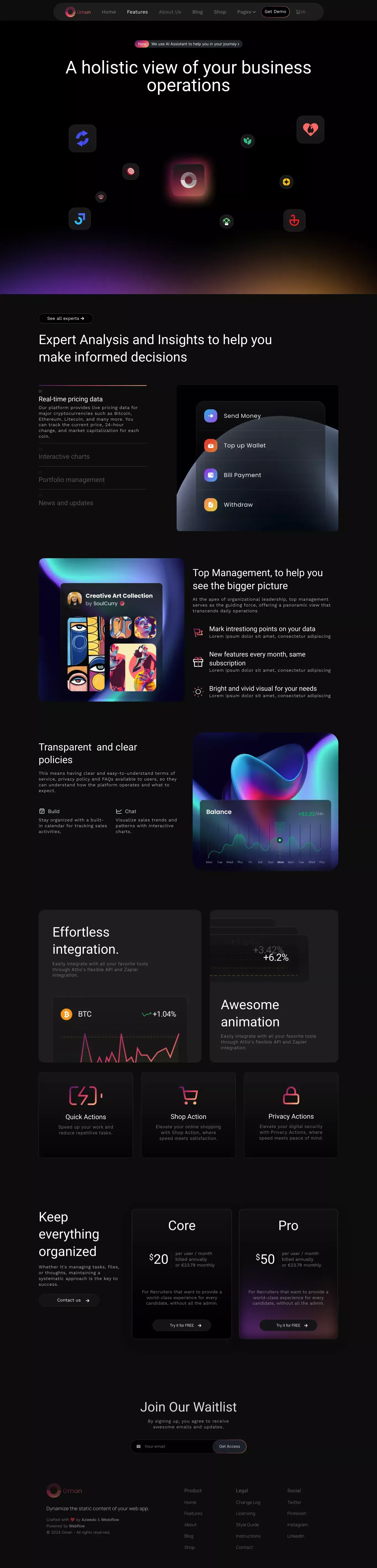 Oman - Webflow Ecommerce website template - Template design