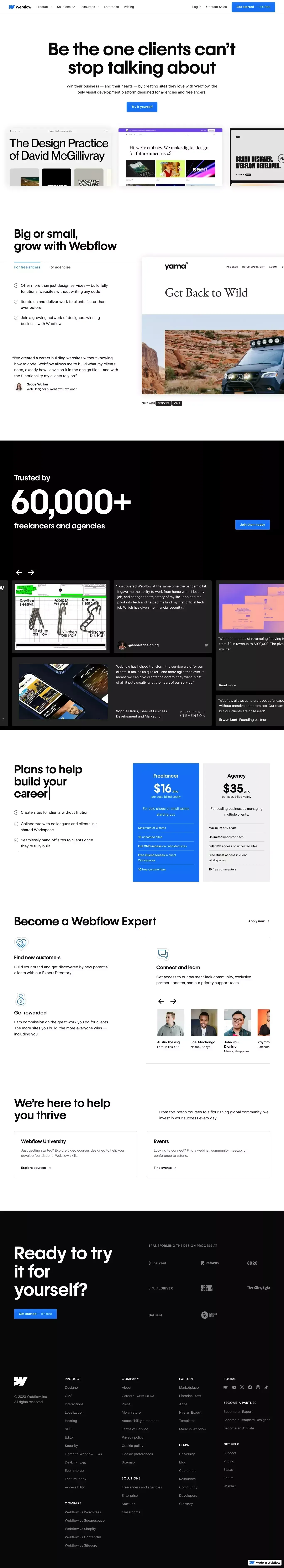 Freelancers and Agencies - Landing design