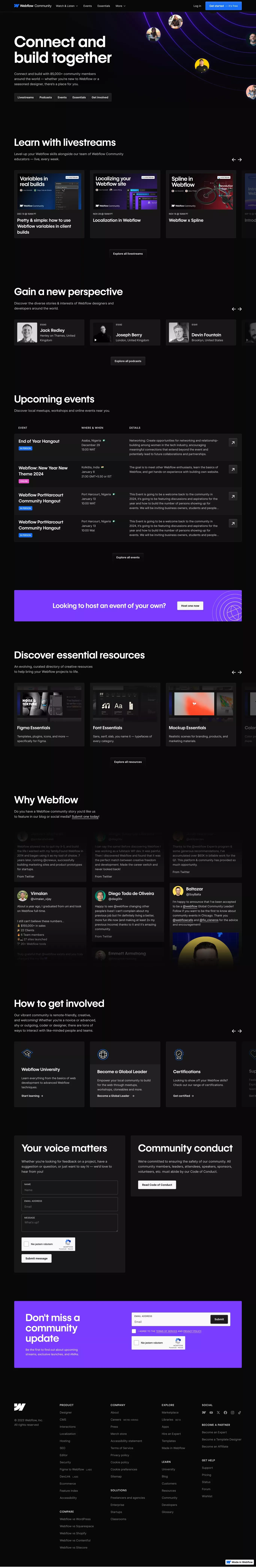 Webflow Community - Landing design