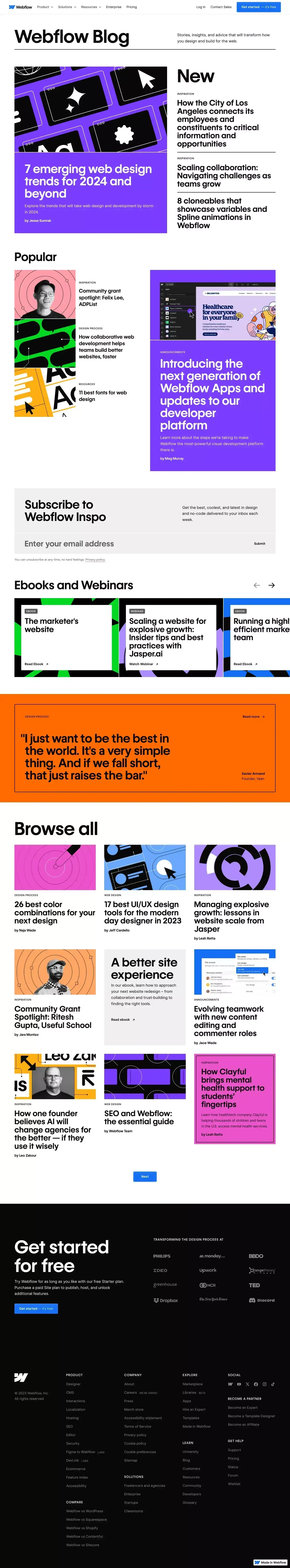 Webflow Blog | Web Design, Development, Web Strategies - Blog design