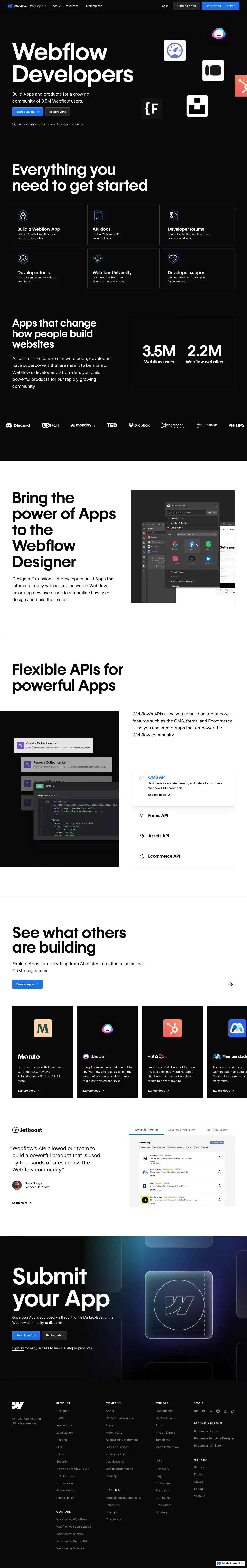 Webflow API and Documentation | Webflow - Landing design
