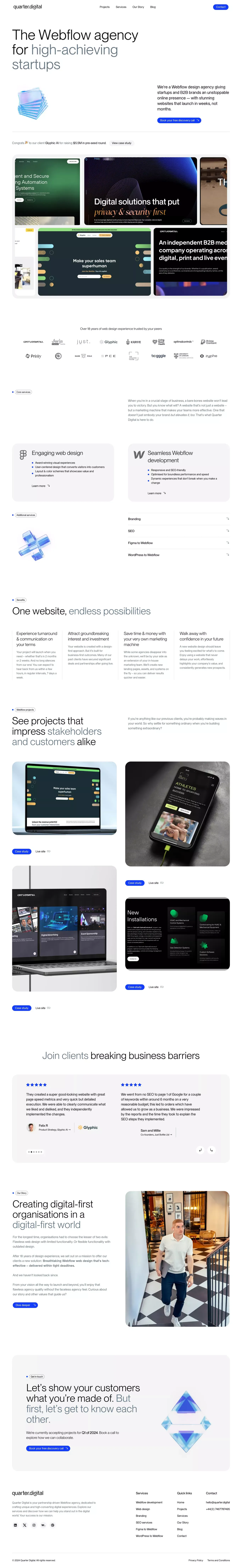 Quarter Digital | Webflow Web Design Agency UK - Portfolio design