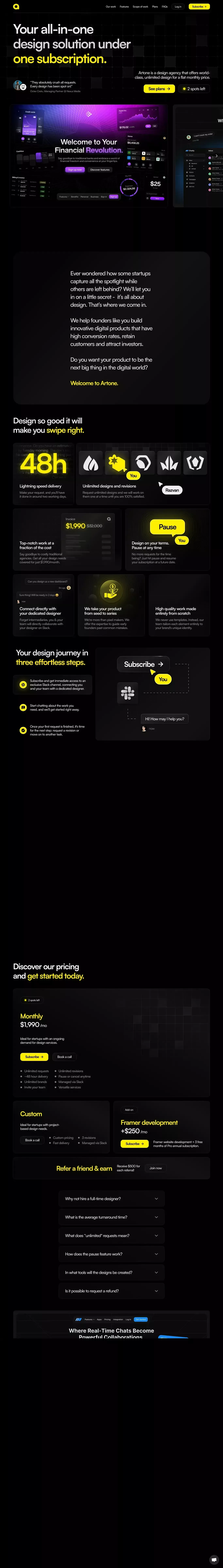 Artone Studio - Design with a Subscription Twist - website design