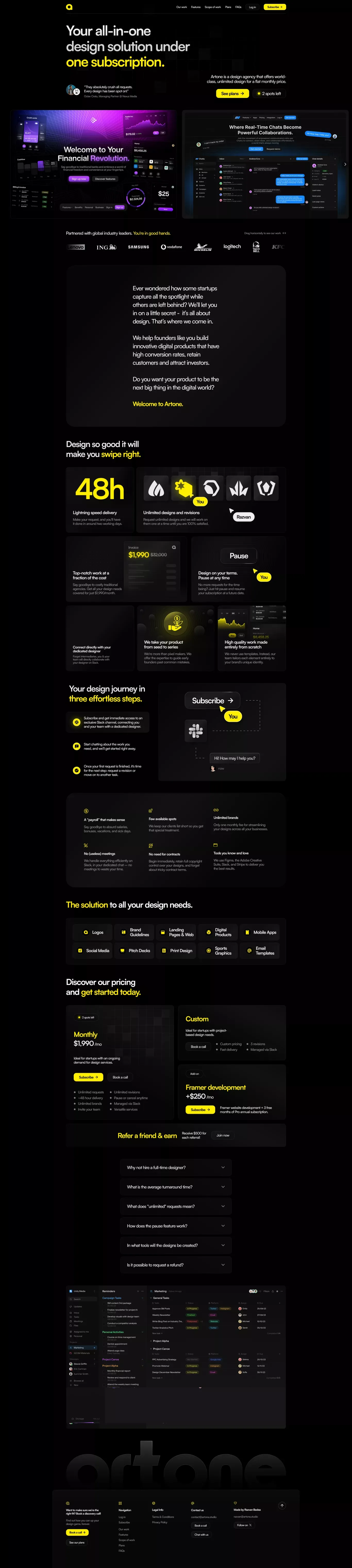 Artone Studio - Design with a Subscription Twist - Landing design