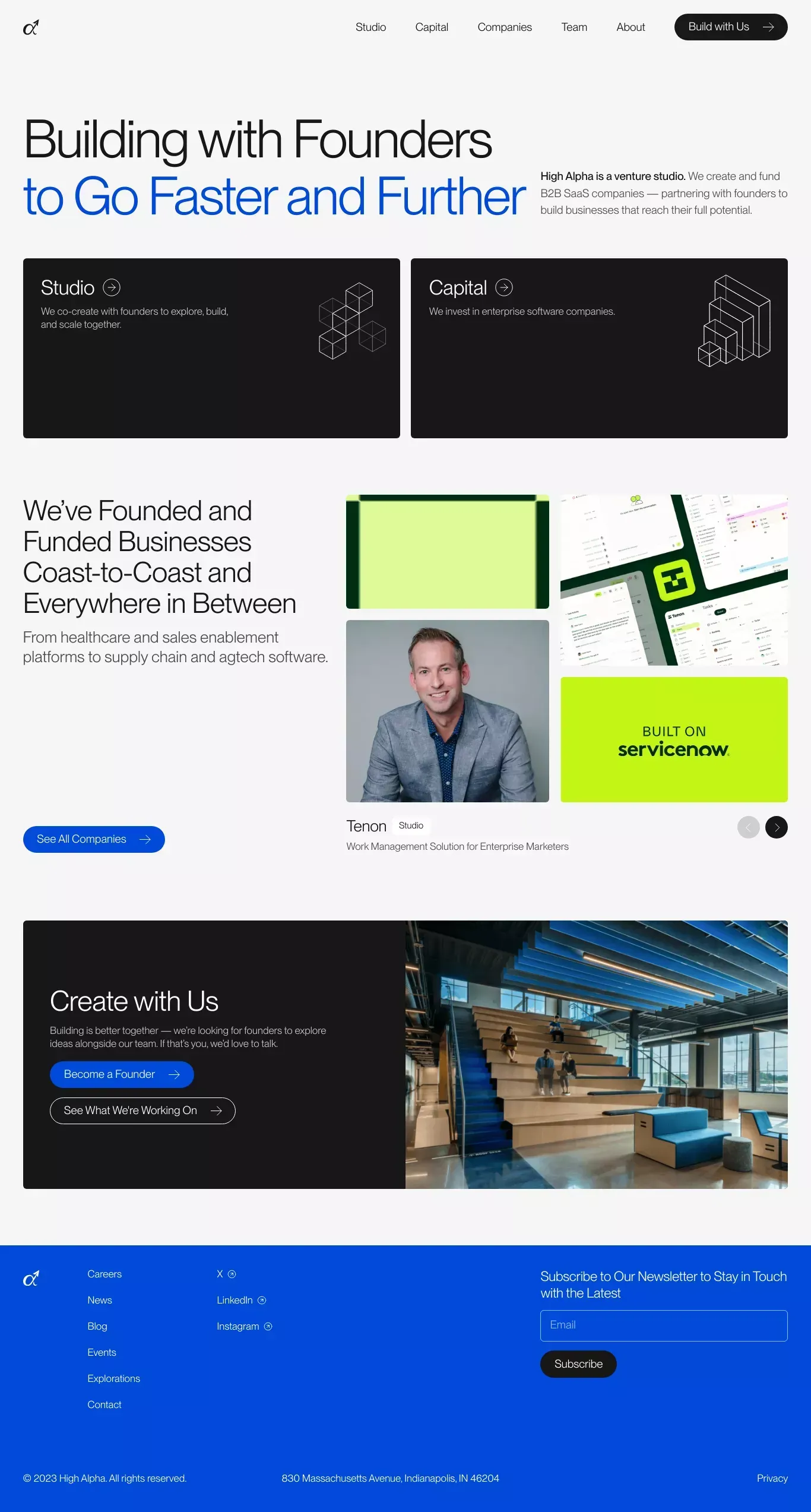 High Alpha | A B2B SaaS Venture Studio - Landing design